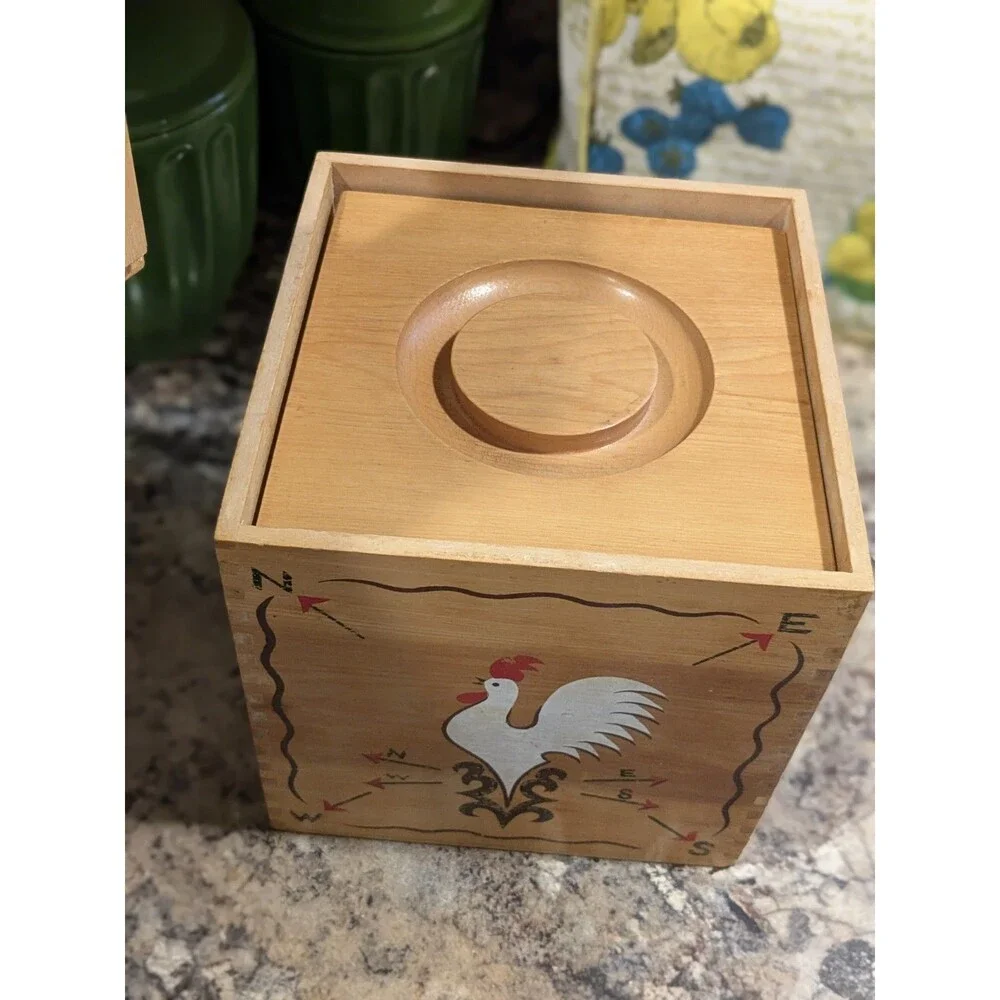 Rooster Weathervane Hand Painted Wood Canister Set Redbird Line Japan S + P